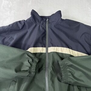 Vintage Champion Windbreaker Jacket Mens Medium Navy Colorblock Full Zip 90s